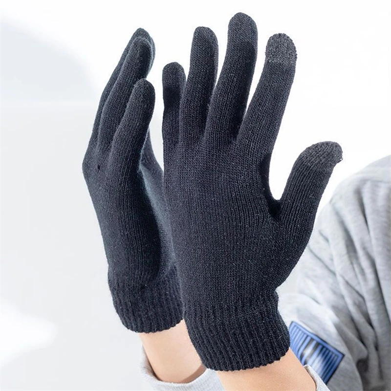 Winter Warm Knitted Gloves Mobile Phone Touchscreen Wool Knitted Gloves Winter Thick Warm Adult Gloves Mittens for Men Women