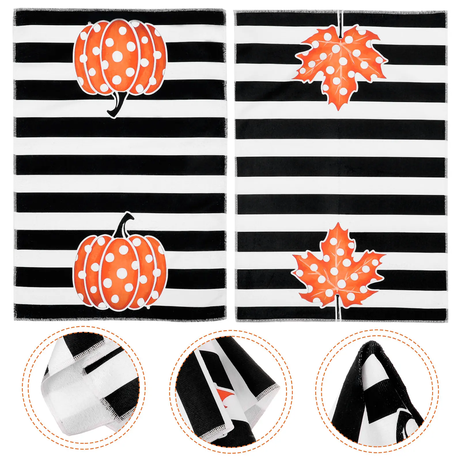 2Pcs Fall Themed Kitchen Dish Towels Microfiber Absorbent Dishcloths for Dishes Plates Glassware Non-Scratch Cleaning Rags