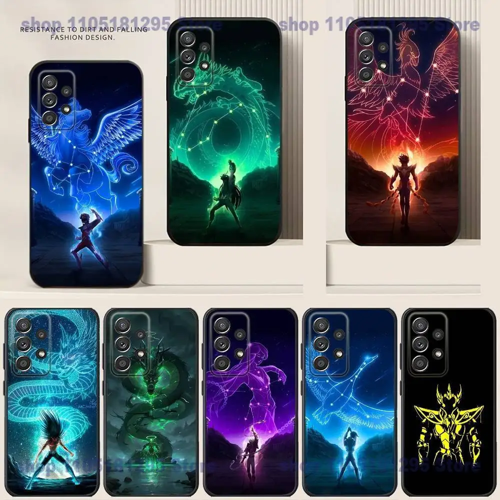 S-Saint Seiya Knights Phone Case For Samsung S25,24,21,22,23,30,Ultra,20,Plus Black soft silicone case