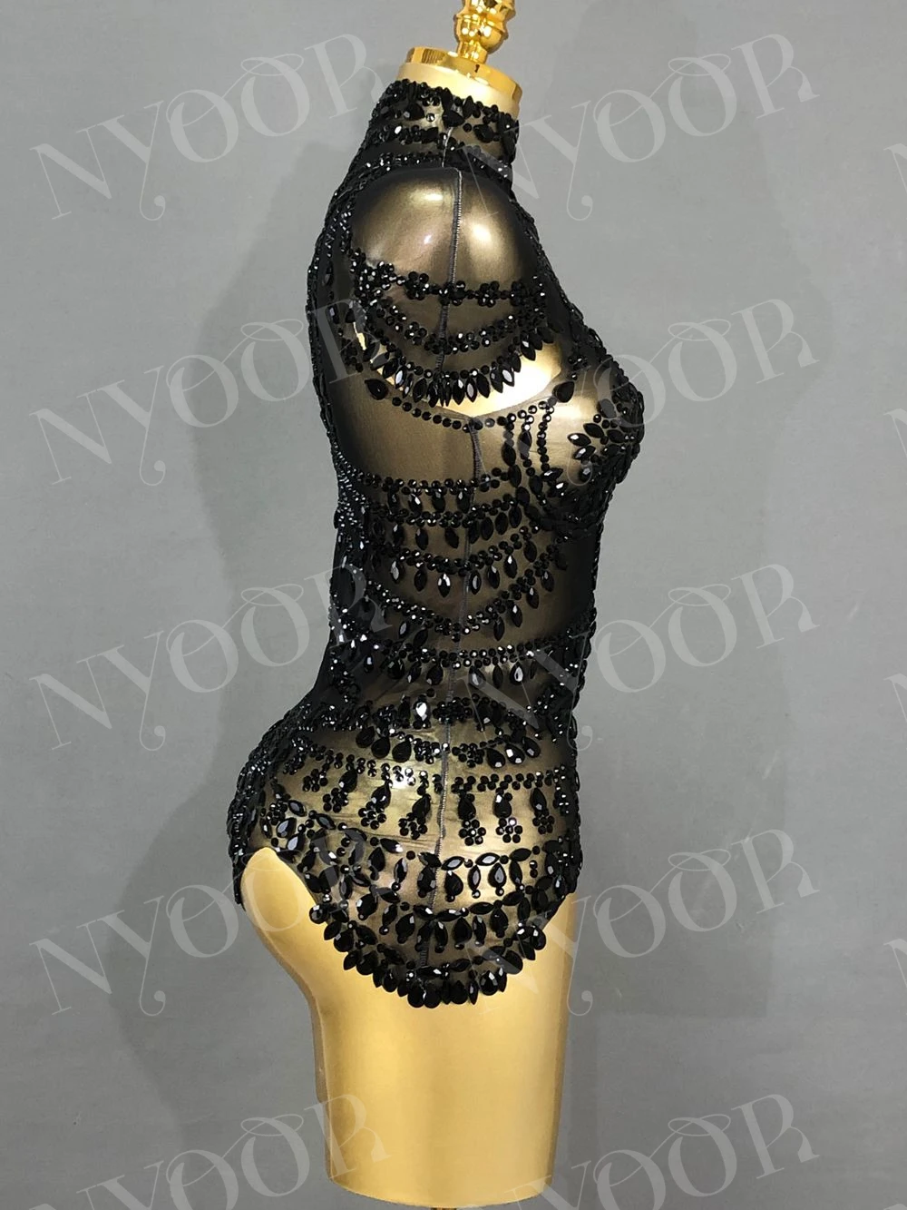 Sparkly Rhinestones Bodysuit Women Sexy Mesh Transparent Performance Dance Costume Singer Dancer Show Stage Wear Club Leotard view 4