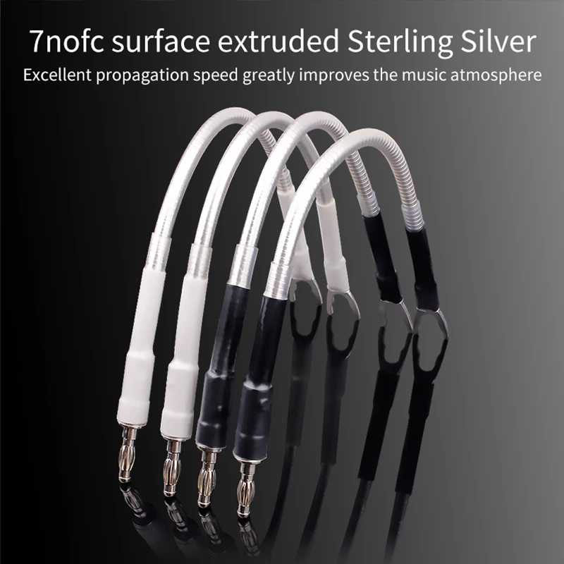 4pcs altoparlante Bridge/Jumper cavo Audio 7N OFC Sterling Silver Jumper Bridge Cable Banana to Y spade Plug Speaker Jumper Wire