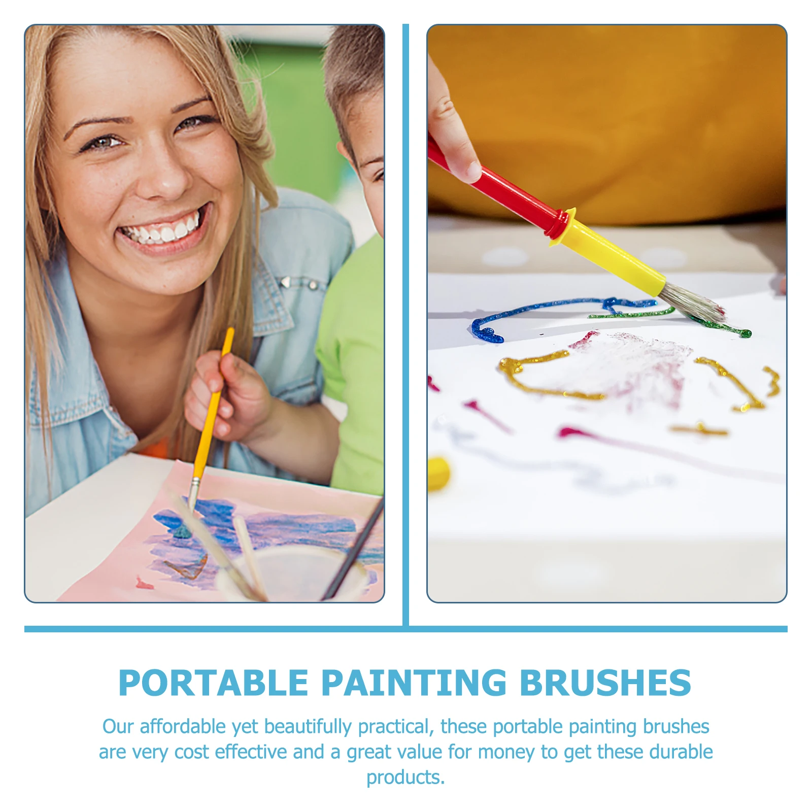 

6Pcs Watercolor Paintbrush Set Flat Round Tip Nylon Bristle Painting Brush Professional Artist Supplies Paint Brush Pens