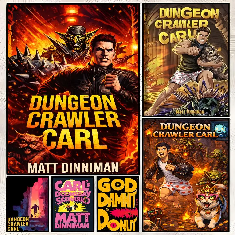 Novel D-Dungeon Crawler Carl Poster Self-Stick HD PP Paper Wall Art Poster, Waterproof Decor for Bedroom, Living Room and Home