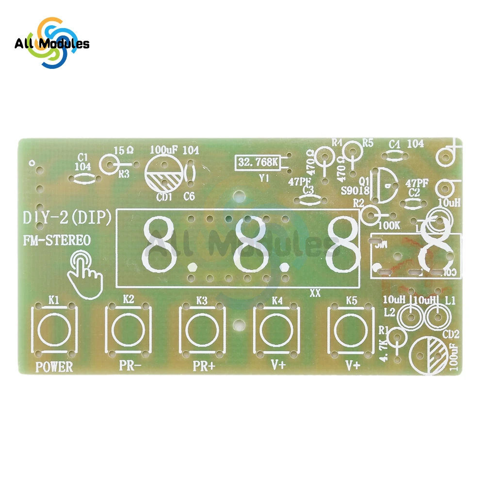 87-108MHz AM/FM Medium Wave FM Two Band Stereo Digital Tuning Machine Headphone Radio Module Kit Diy Production Teaching Product