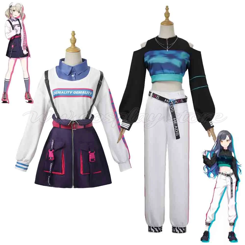 Project SEKAI Kohane Azusawa Cosplay-Kostüm Buntes Bühnen-Outfit zum 3. Jubiläum Komplettes Set für Frauen Halloween Karneval Maske