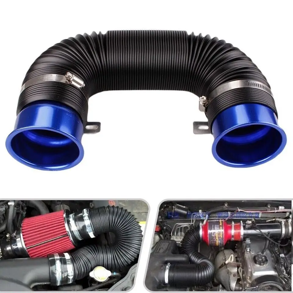 3'' Universal Flexible Car Cold Air Intake Hose Filter Pipe Telescopic Tube Kit