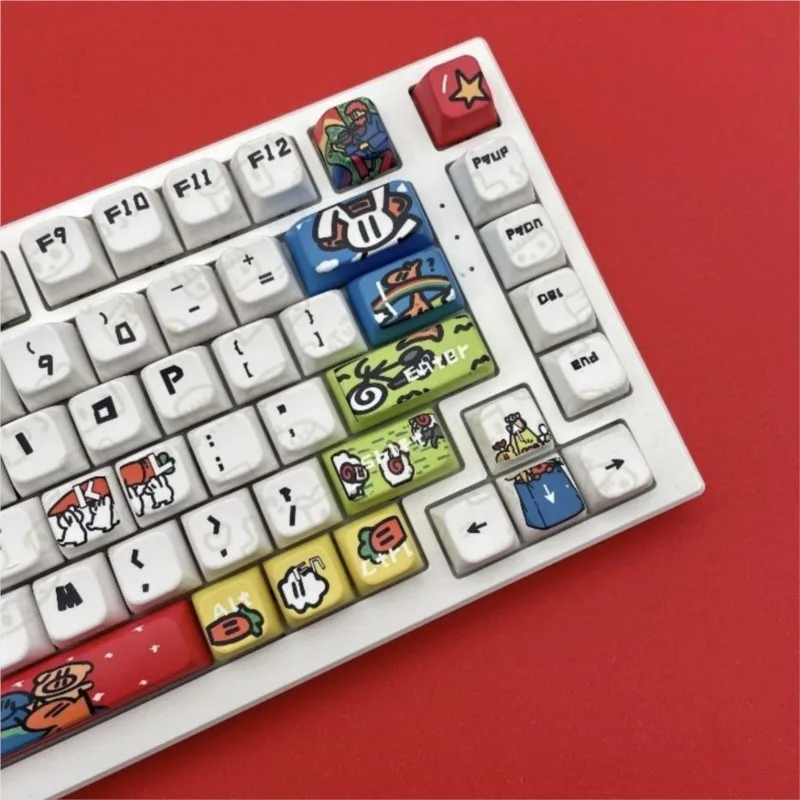 132 MOA Keycaps Animal Party Theme Anime Key Caps Personalizada Kawaii Custom Keycaps Teclado Mecânico Gaming Setup Accessories