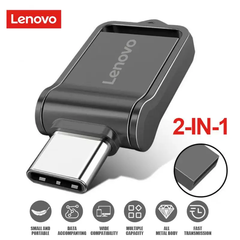 lenovo Type-C Mobile Phone U Disk 128/256/512GB/1T/2T High Speed Usb3.0 Computer Dual-Use Dual Interface Metal Flash Memory