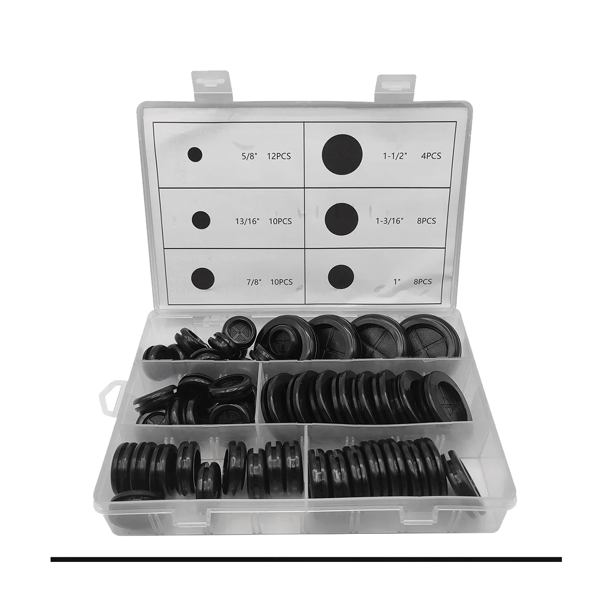 

52Pcs 6 Sizes Rubber Grommets for Wiring,Rubber Grommet Kit,Double Sided Round Rubber Plugs