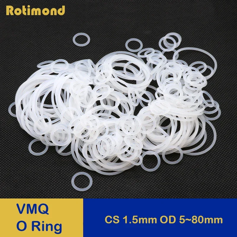 

10Pcs White Silicone VMQ O Ring Gasket CS 1.5mm OD 5 ~ 80mm FoodGrade Waterproof Washer O ring Rubber Round Shape Seal