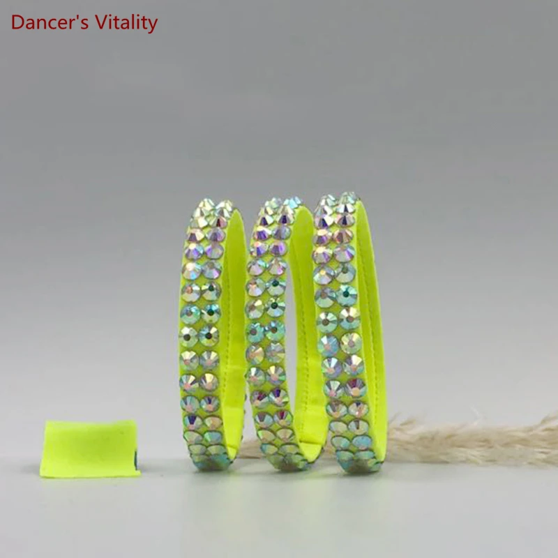 Pulsera de baile latino para adultos y niños, pulsera de rendimiento de competición de baile, accesorios de salón de vientre de diamante de doble