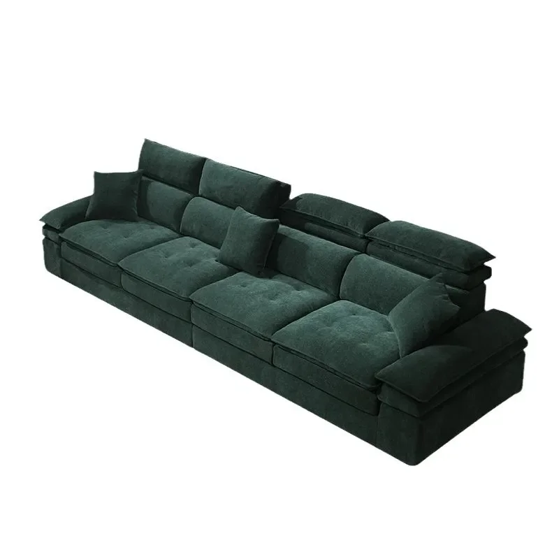 

New floor-to-ceiling cotton and linen sofa fabric dark green high-end straight row removable washable retro