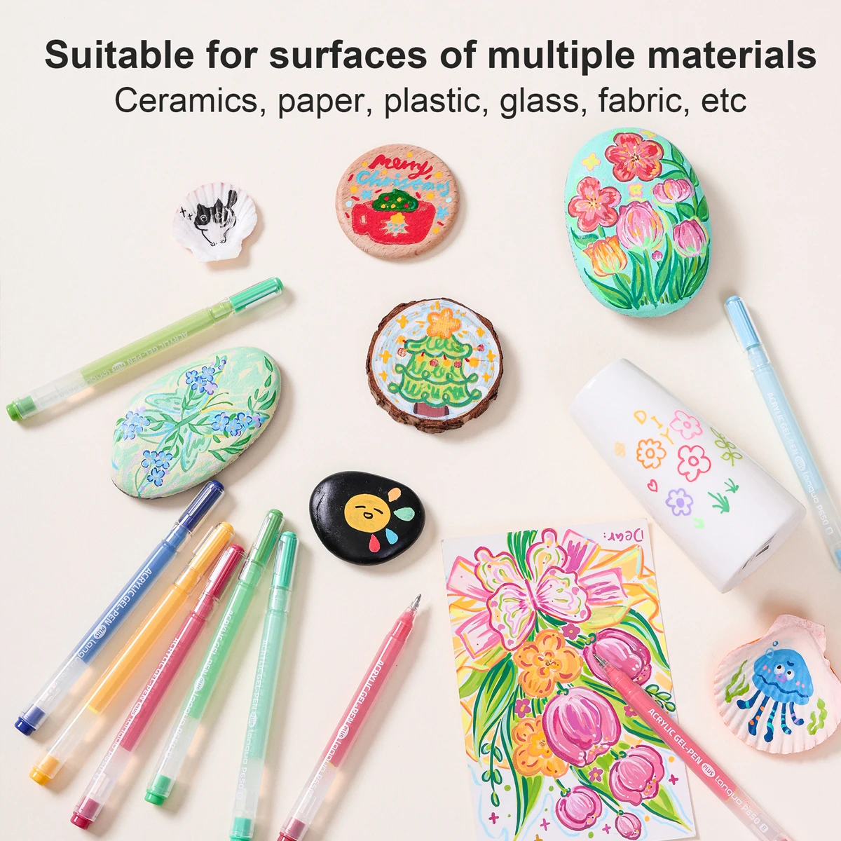 قلم جل أكريليك للرسم بألوان متنوعة، قلم أكريليك بسعة كبيرة، قلم رسم 1.0 مم، قلم كتابة للطلاب، لوازم فنية للحرف اليدوية