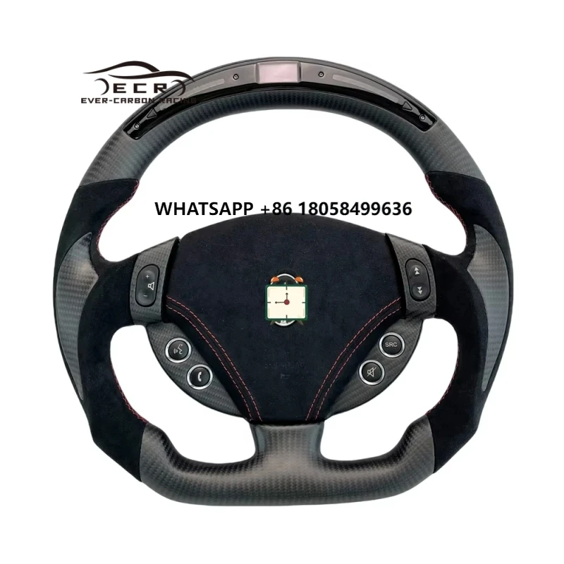 

Ever-Carbon Custom Racing ECR Matte Carbon Fiber Steering Wheel for Granturismo with Red Stitching
