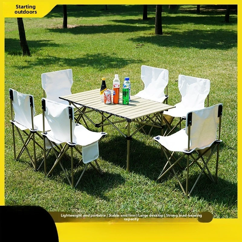 

Camping foldable egg roll table Outdoor portable table and chair set