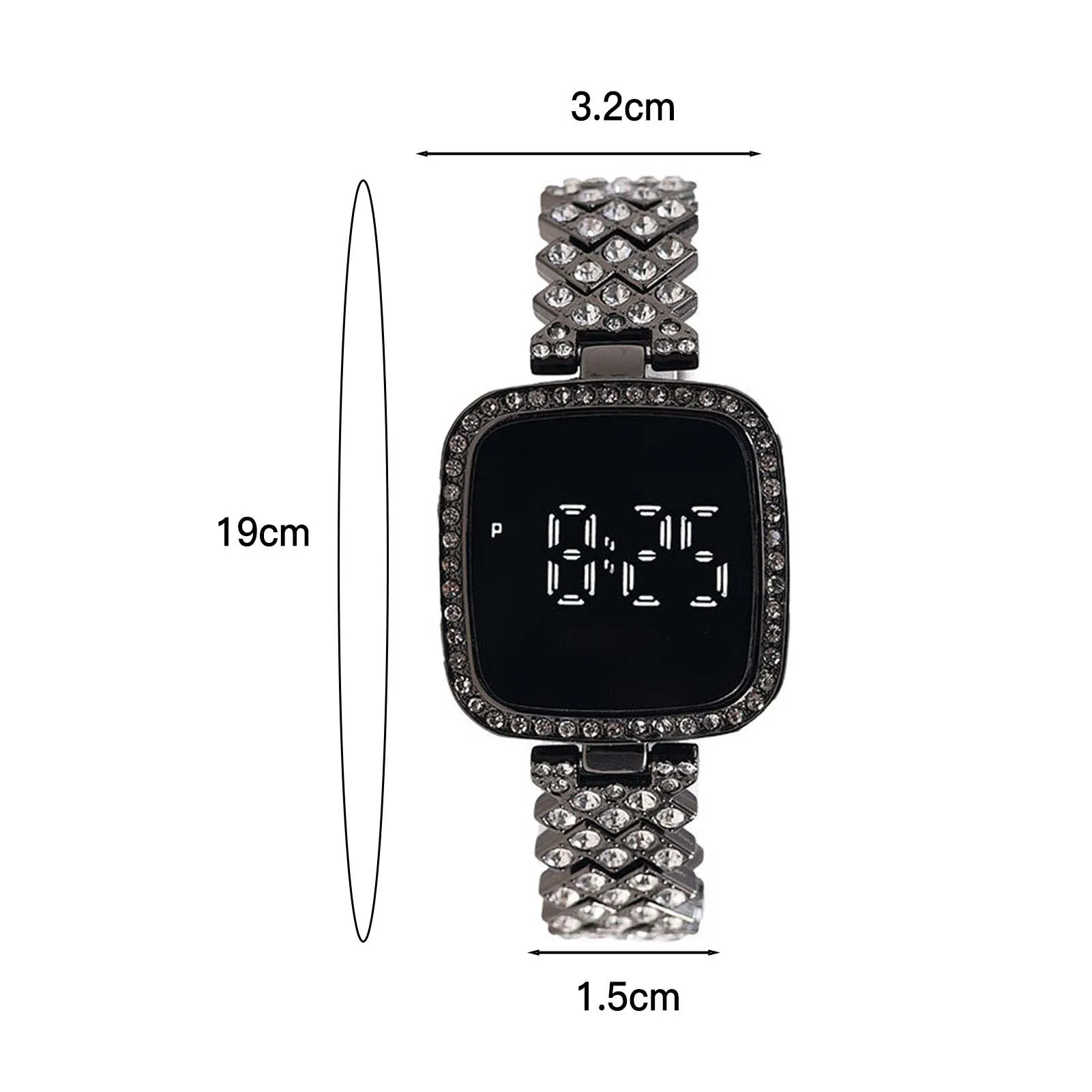 Women\'s Crystal Bracelet Watch Easy to Read Square Dial Touch Screen Wristwatch eting and Dating Office