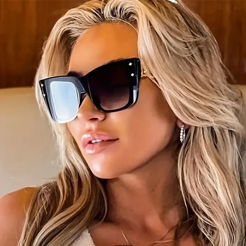 2025 New Fashion Big Frame Cat Eye Sunglasses For Ladies Street Shot Fashionable Sunglasses for Women Driving Shades UV400 image 2