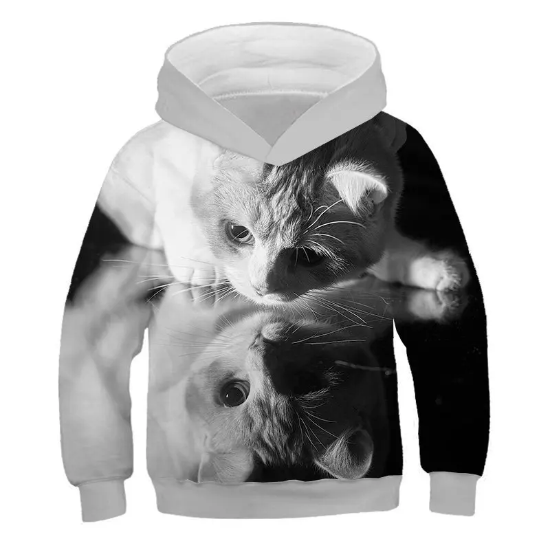 Cat Kids Hoodie 2023 New 3D Printed Cartoon Chiildren Fun Anime Boys and Girls Fashion Sweatshirts and Tops Apparel 2-14Year Old