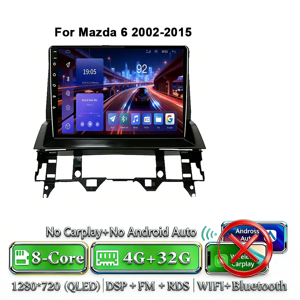 10 inch Android 17 Carplay Android Auto 4G LTE voor Mazda 6 2002-2008 GPS DSP BT GEEN 2Din GEEN DVD Multimedia Autoradio