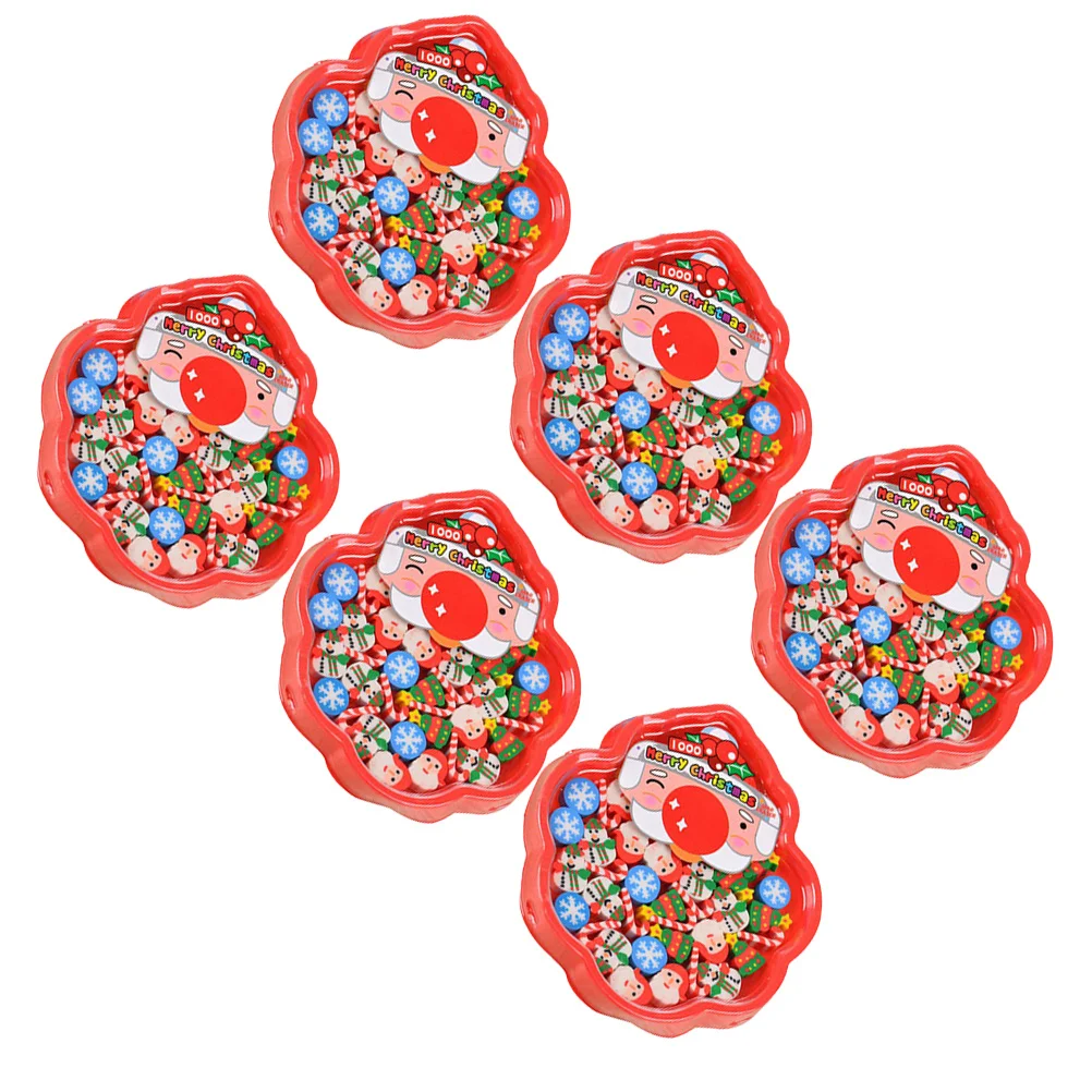 6Pcs Santa Claus Snowman Erasers Christmas Pencil Erasers Creative Holiday Party Favors Kids School Office Supplies