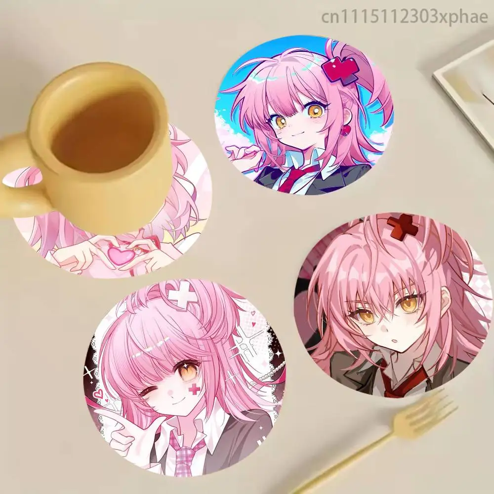 Amu Hinamori Guardian C-Characters Anti-slip Tea Coffee Cup Pad Heat-Resistant Round Bowl Teapot Mat Home Gift