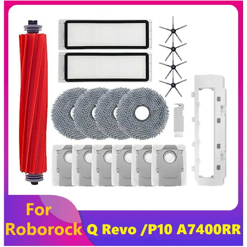 19PCS อุปกรณ์เสริมสําหรับ Roborock Q Revo /Roborock P10 A7400RR เครื่องดูดฝุ่นหุ่นยนต์หลักแปรงด้านข้างฝุ่น Mop Pad