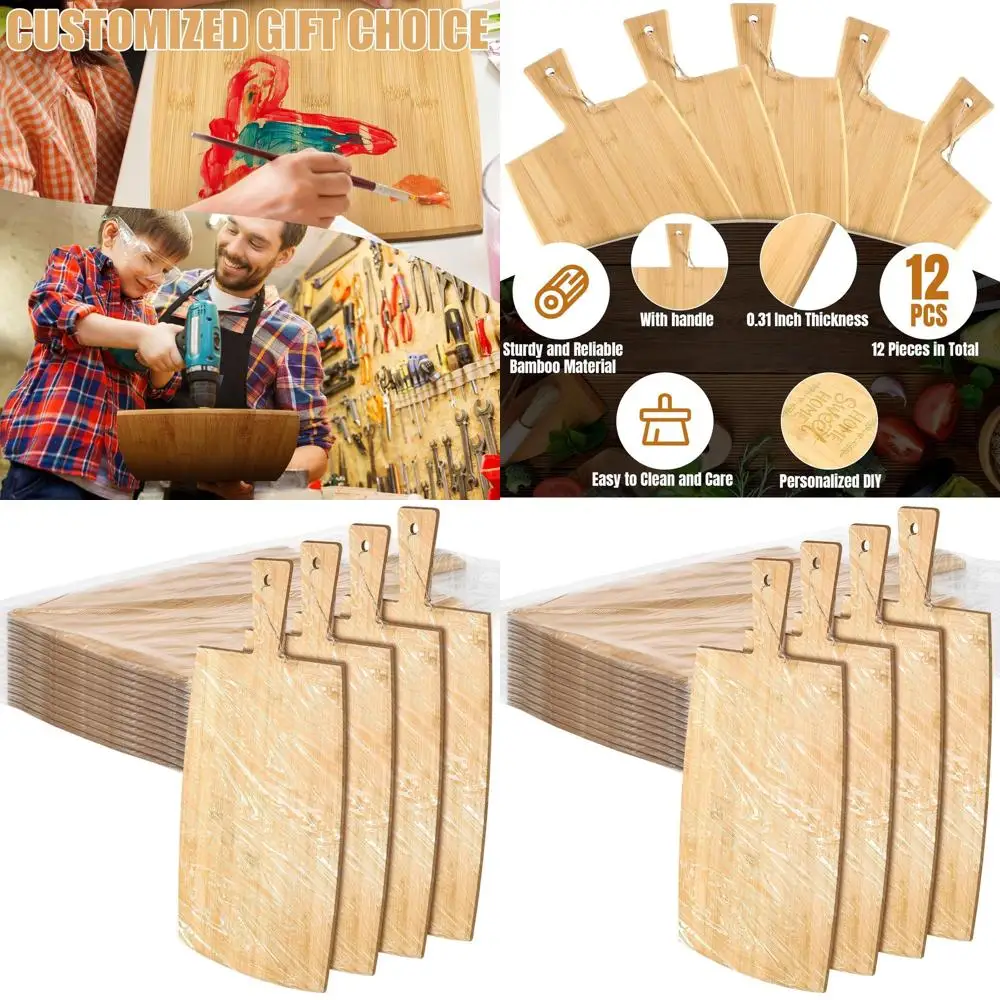 

Набор из 12 больших бамбуковых разделочных досок с ручками - идеально подходят для подготовки и подачи блюд на кухне