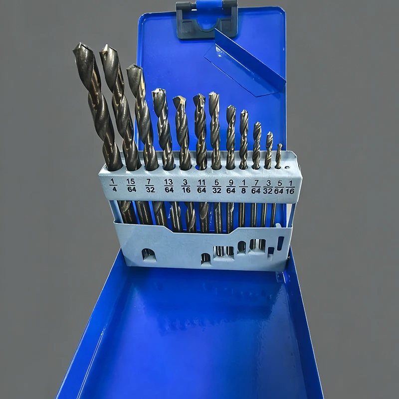 

Набор из 13 кобальтово-титановых сверл M35 HSS для металла, чугуна, дерева, пластика с прочным металлическим кейсом