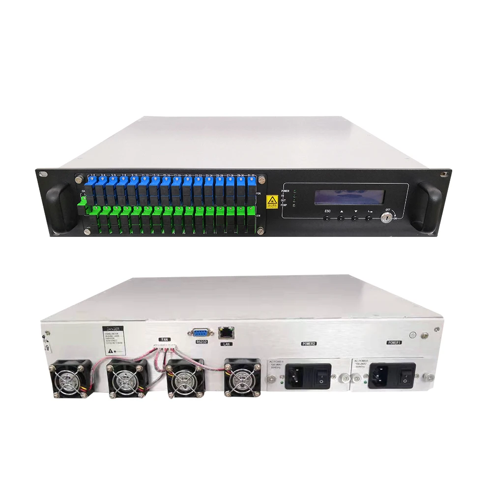 Wholesale Bulk Low Price FTTH Fiber Optical Amplifier 2U  EDFA 32 Output Ports 1550nm Single Mode 21 22 23 dB EDFA