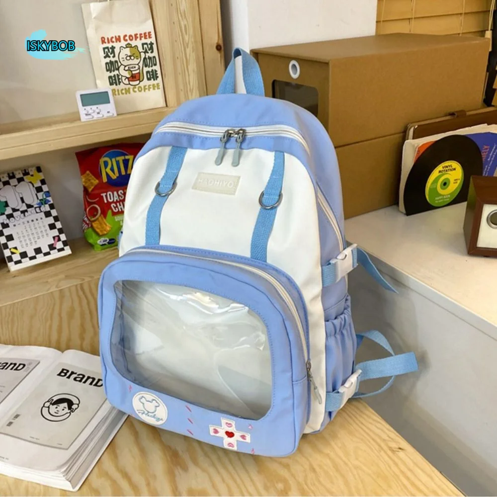 Large Capacity Transparent Students Backpack PVC Multi Pocket School Bag Fashion Casual Double Shoulder Bags College