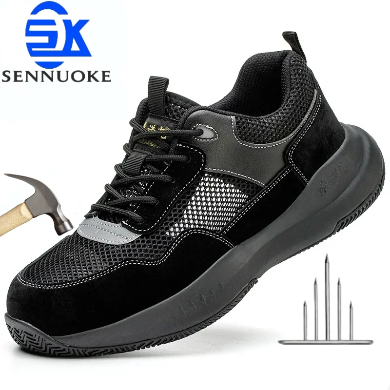 

Safety Shoes Men Work Shoes Lightweight Soft Steel Toes Sneakers Industrial Safety Tennis Steel Toe Cap