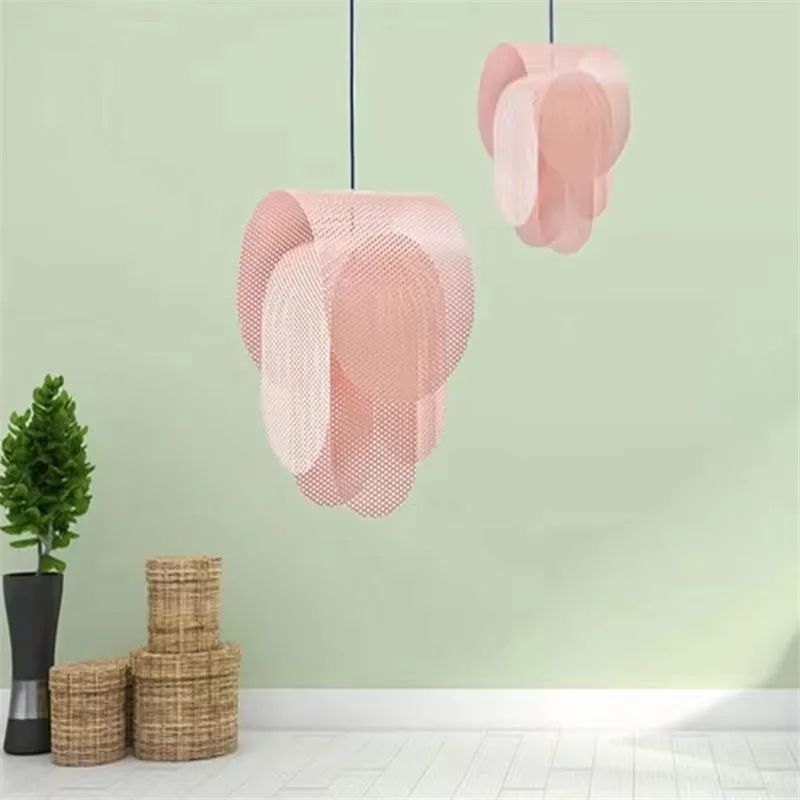 

Nordic Pink Metal Art Hanging Lamp Italian Designer Living Dining Room Bedroom Decor Home Pendant Light Hotel Project Chandelier