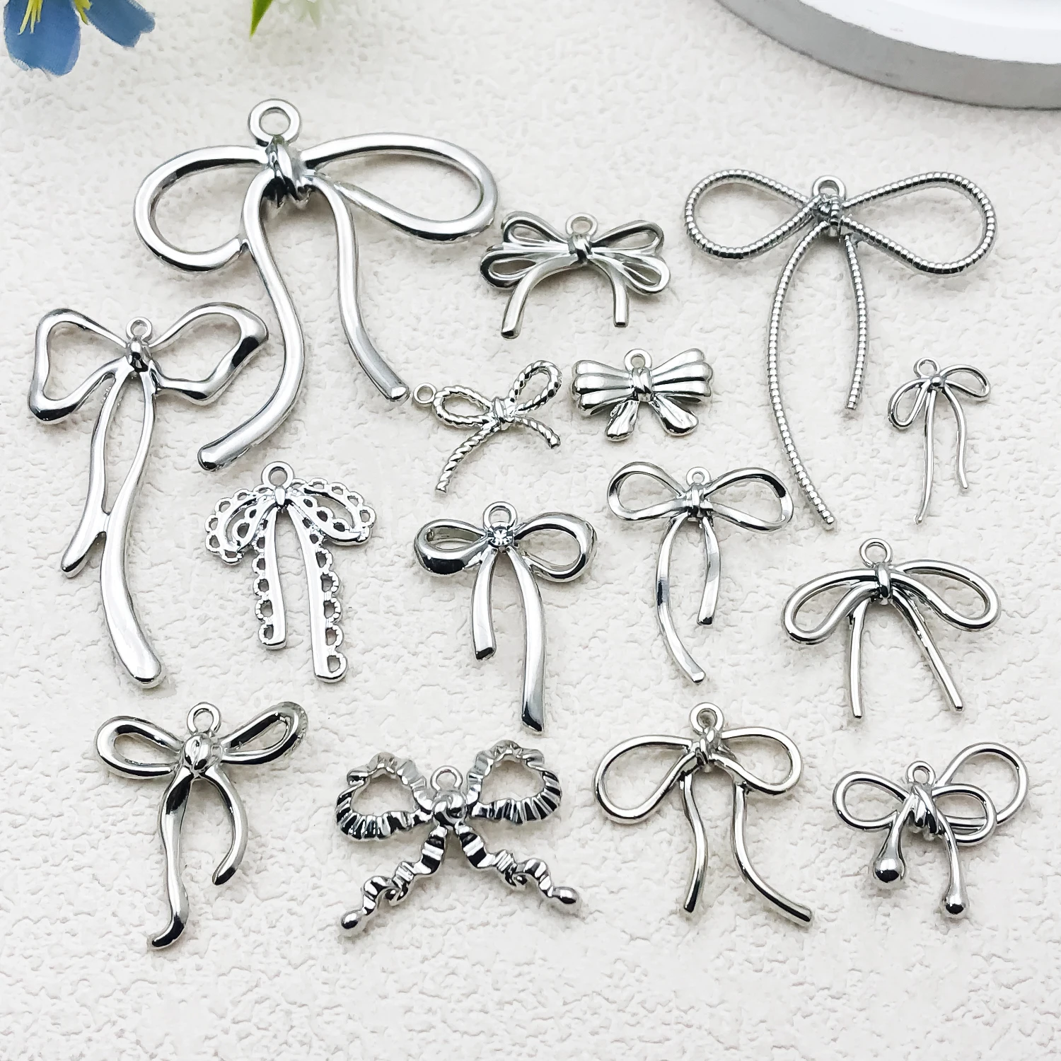 Pink Enameled Alloy Bow Charms, Sweet Dainty Pendants for DIY Necklace, Earrings & Keychain Jewelry.