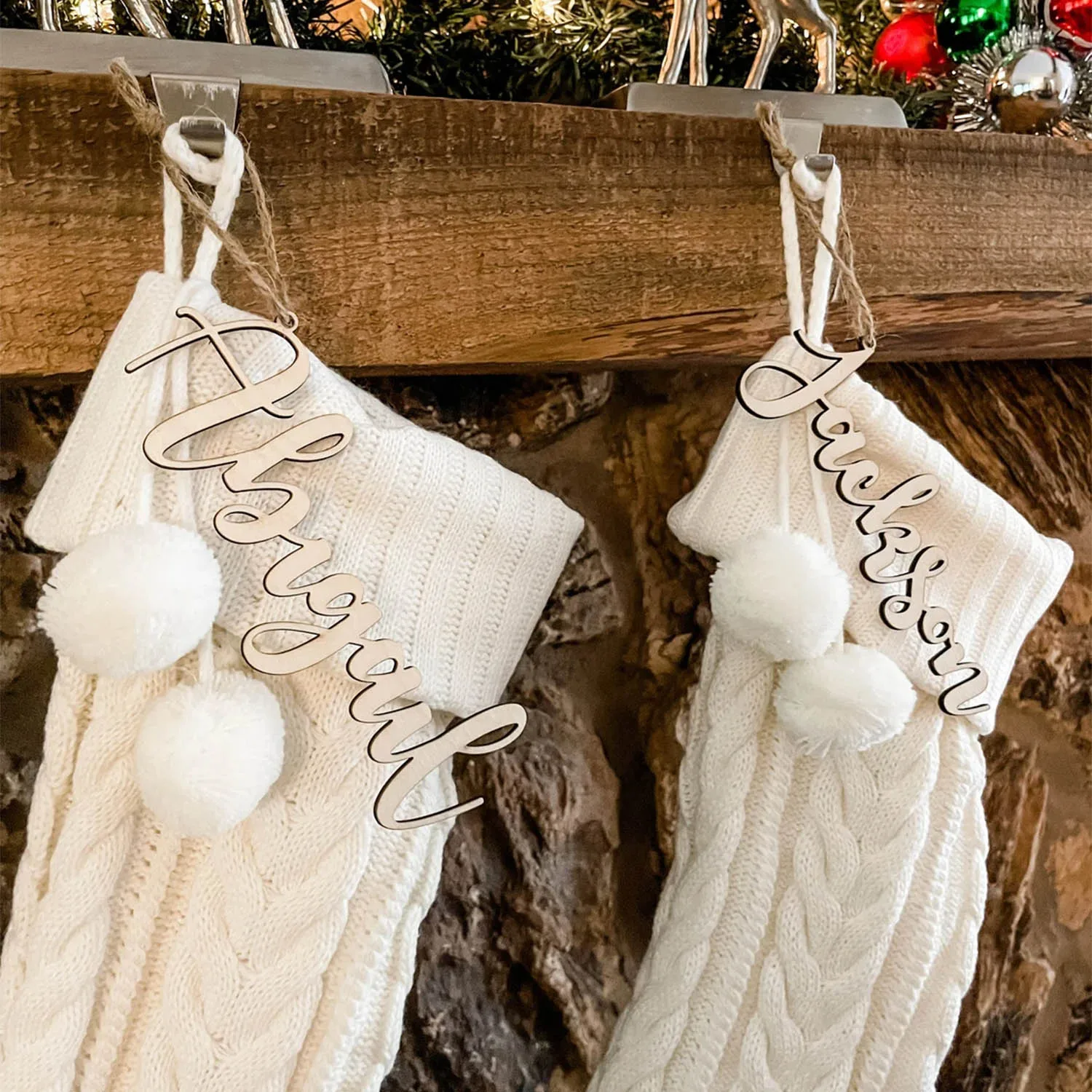 

Name Tags Stocking Tags Place Settings Place Cards Christmas Ornament Holiday Signs Word Tag Farmhouse Christmas Decor Wood