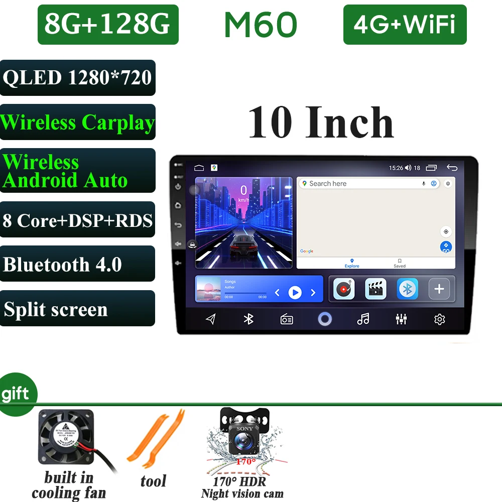 Android 14 universal 9/10 inch Car stereo CarPlay car radio