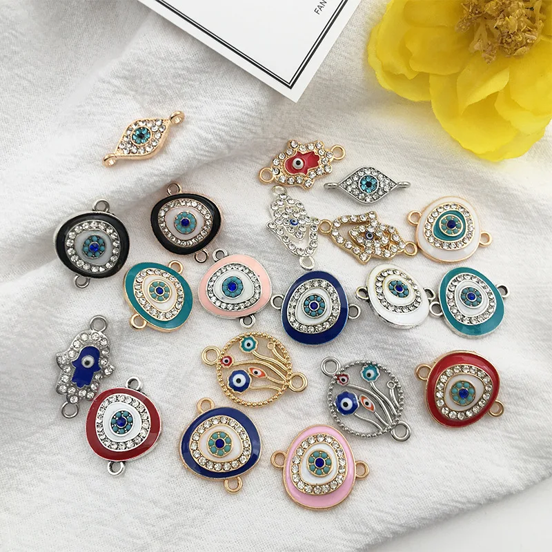 10Pcs Round Evil Eye Charms Jewelry Connector For Bracelet Necklace DIY Jewelry Making Supplies Amulet Accessories