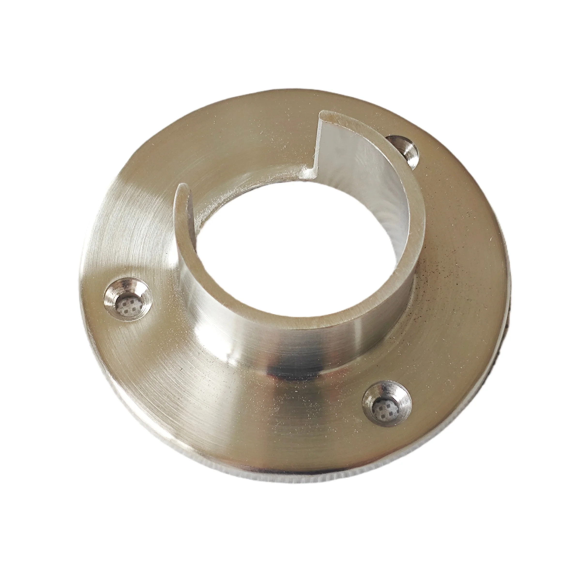 304 Stainless Steel Handrail Flange 42.4mm Base Flange with Slot for Stairing Railing Satin Polished