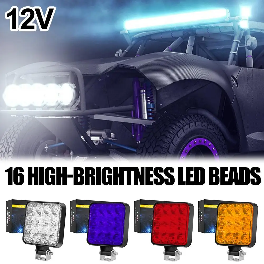 

16 светильников, 48 Вт, автомобильный светодиодный рабочий фонарь, 12 В, мини-пластик, квадратный модифицированный фонарь, автомобильный свет, вспомогательные принадлежности для водителя L5q2