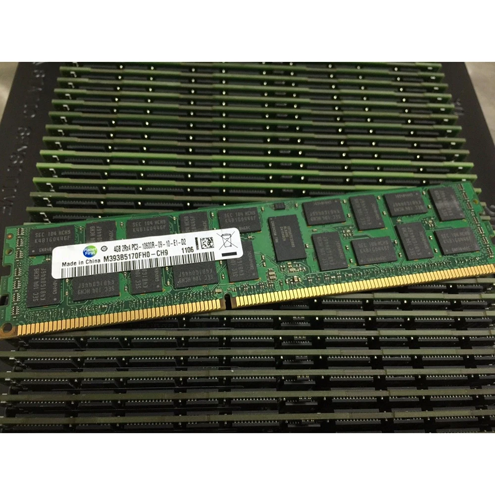 1 pcs   For Samsung RAM M393B5170FH0-CH9 4G 4GB 2RX4 DDR3 1333 PC3-10600R ECC REG Server Memory