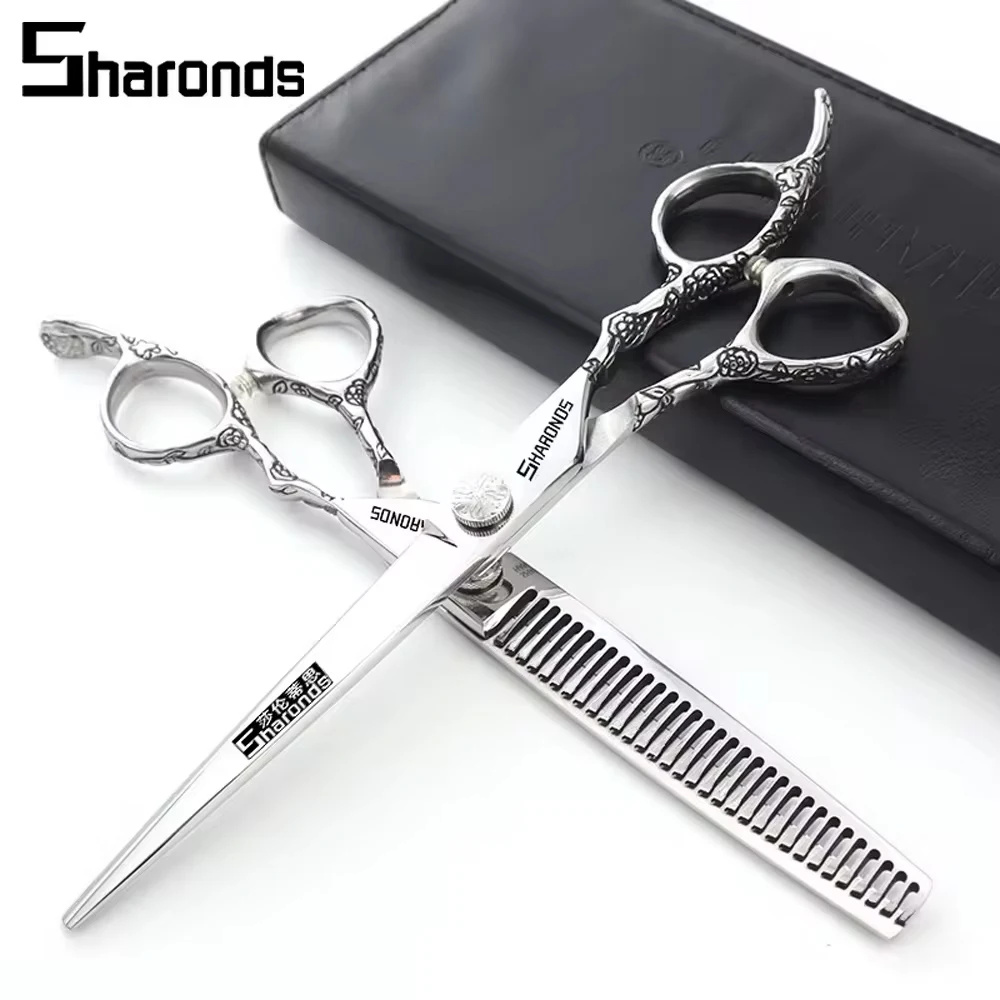 

SHARONDS Professional Hairdressing Scissors Hairstylist Specificlied 6 Inch Barber Dedicated Thinning Shears Hair Cutting Tools