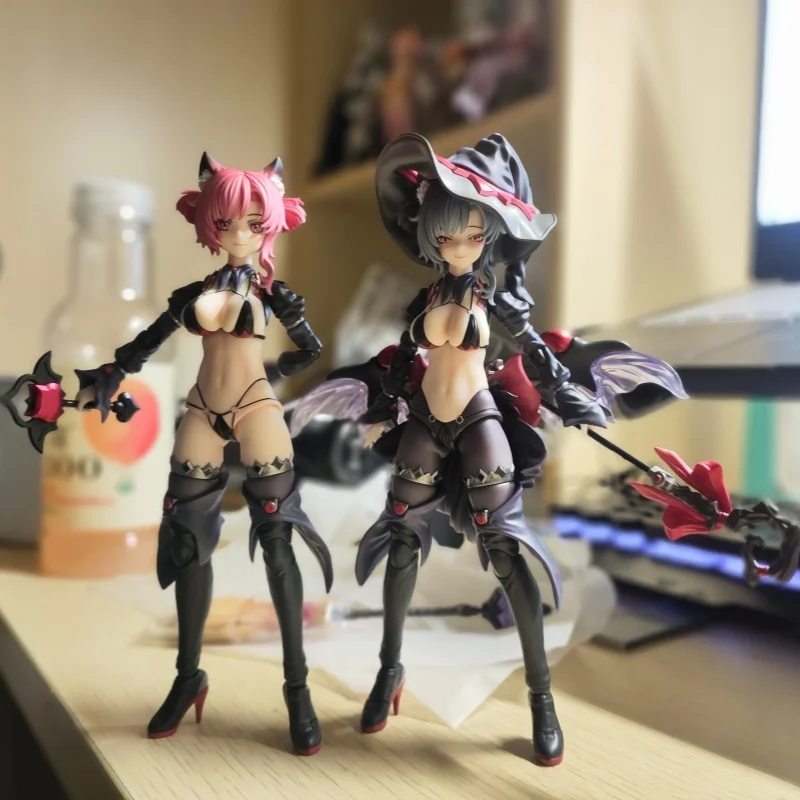 

1/12scale New Dimension Embodiment Apprentice Witch Hoshikawa Neko Neko Articulated Figure Red Hair And Black Hair Model Toy