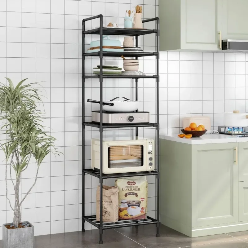 Multi-Layer Kitchen Rack Household Trolley Kitchen Storage Racks Household Microwave Stove Shelf Multi-Layer Shelf with Pulley