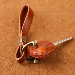 Retro Leather for Triumph Bonneville T100 T120 Bobber Motorcycle Key Case Cover Fob Holder Housing Bag Keychain Ring Accessories