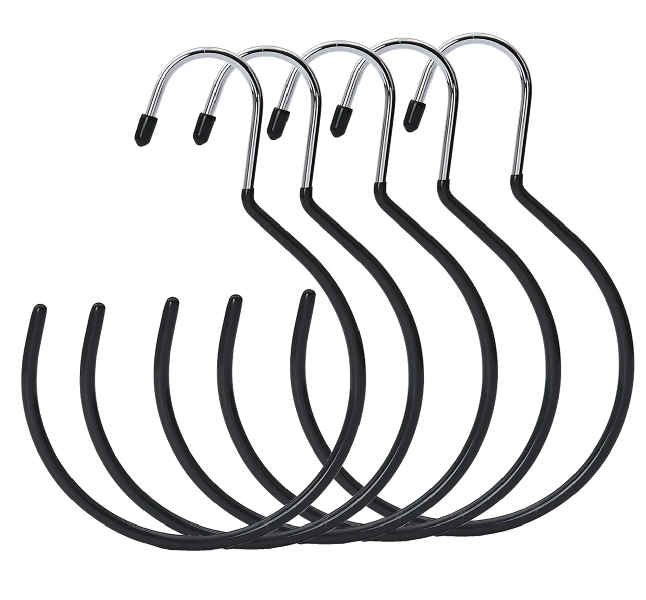 

Belt Ring Hanger Scarf Hangers,Multi-use Hanging Hook Closet Organizer for Belts,Shawls Scarves,Ties,Hat Rack(5 Pack, Black)