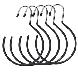 Belt Ring Hanger Scarf Hangers,Multi-use Hanging Hook Closet Organizer for Belts,Shawls Scarves,Ties,Hat Rack(5 Pack, Black)