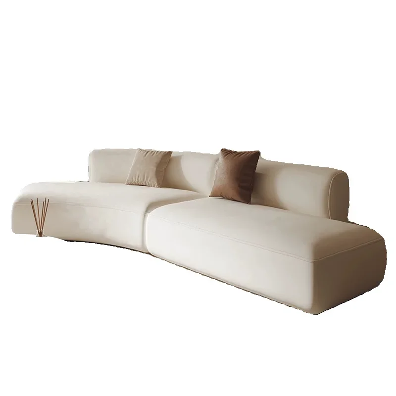 Canapé de forme spéciale crème vent, hall d'hôtel moderne, salon de réception, canapé incurvé de loisirs minimaliste moderne