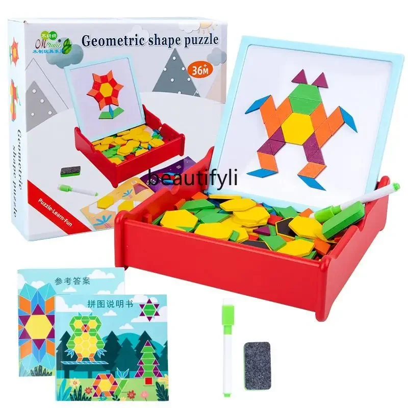 Magnetisches Puzzle-Tangram, geometrischer Baustein für Babys, Lernspielzeug, Jungen und Mädchen