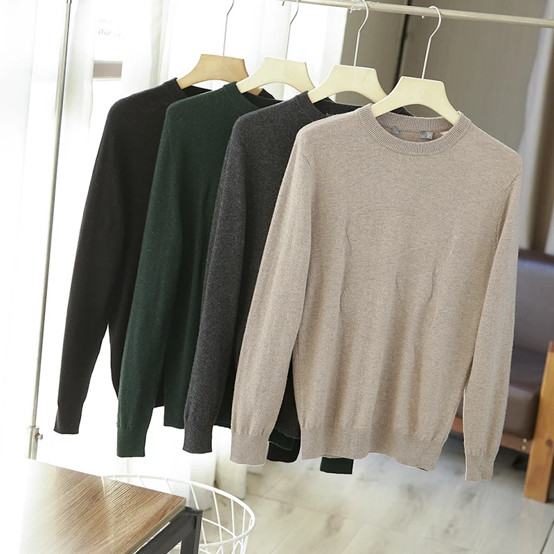 

Мужской свитер из 100% шерсти, трикотажный, однотонный, базовый слой, осенне-зимний, с длинным рукавом, круглым вырезом, без капюшона, модный...