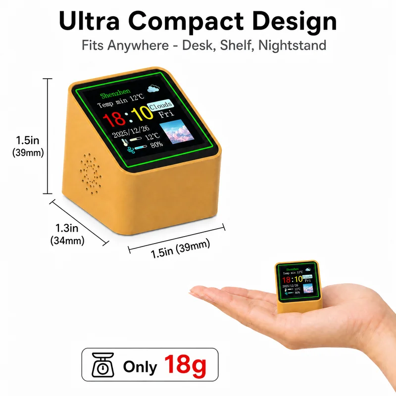 Smart Wi-Fi Desk Clock with Weather, Temperature, Humidity and Alarm Display description 6