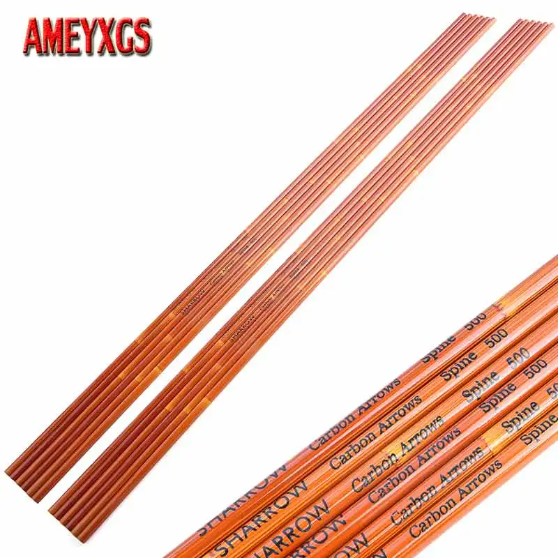 6/12pcs Carbon Arrow Shaft 30Inch Archery Mixed Carbon Arrow DIY Spine 500 ID6.2mm for Bow Shooting Hunting Target Practice